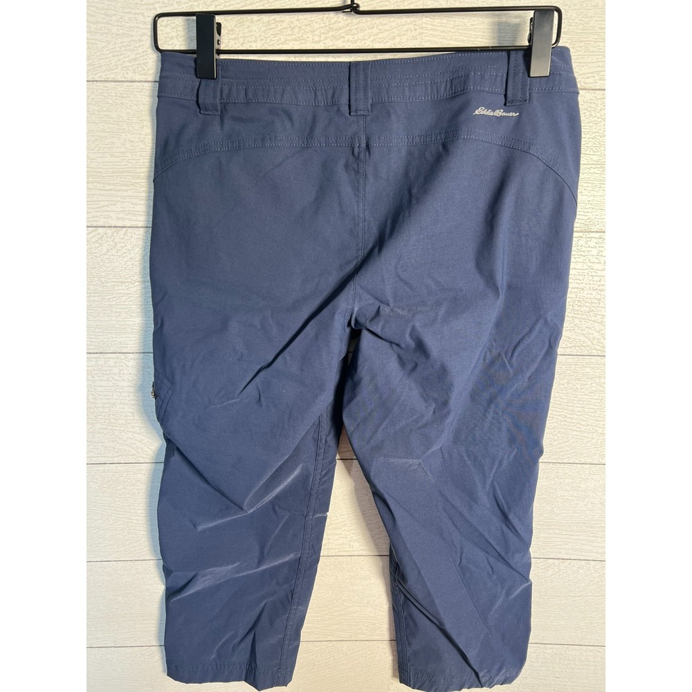 Eddie Bauer Womens 4 Navy Blue Hiking Capri Pants Stretch Cargo 28x20 - Picture 3 of 10
